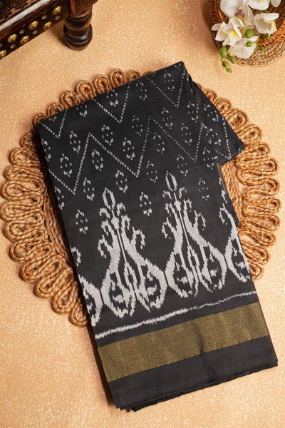 Ikat Silk Black Saree