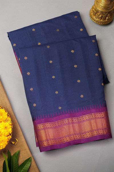 Gadwal Silk Navy Blue Saree