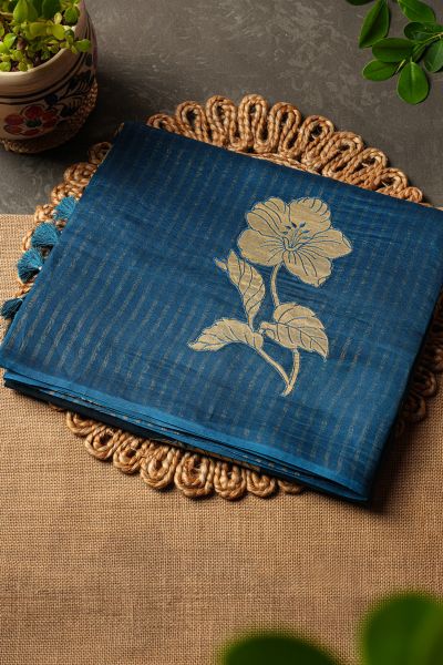 Designer Organza Teal Blue Saree