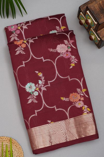 Fancy Matka Silk Maroon Saree