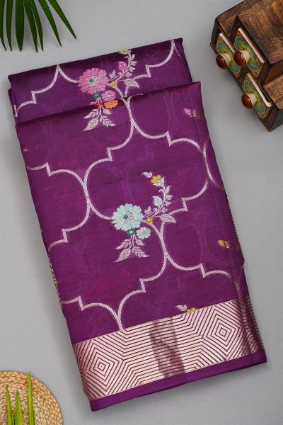 Fancy Matka Silk Purple Saree