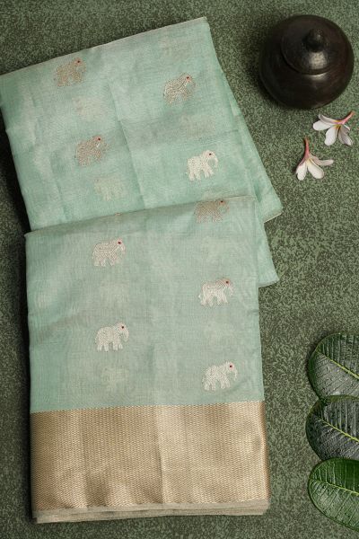 Chanderi Sico Light Blue Saree