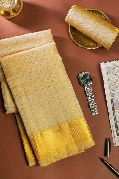 Kancheepuram Silk Gold Dhoti And Shalya