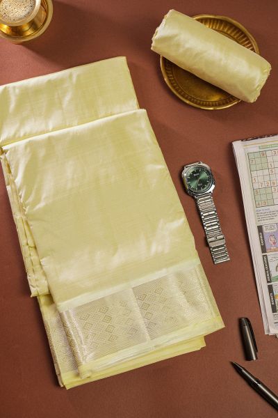 Kancheepuram Silk Beige Dhoti And Shalya