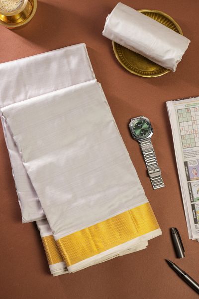 Kancheepuram Silk Light Purple Dhoti And Shalya