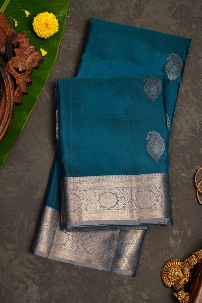 Coimbatore Soft Silk Teal Blue Saree