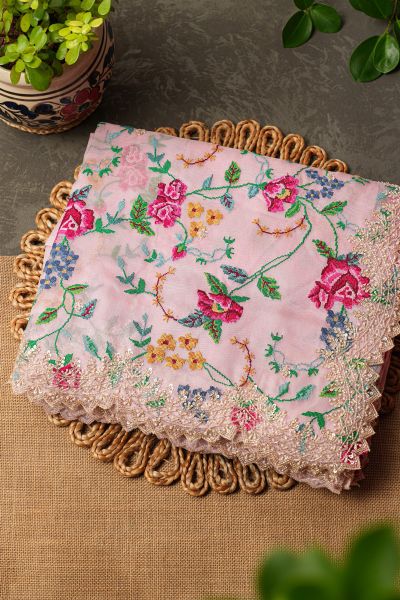 Fancy Tissue Baby Pink Saree