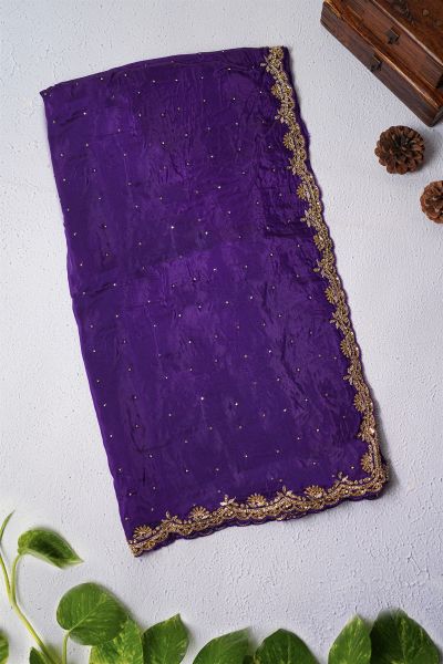 Fancy Crepe Navy Blue Saree