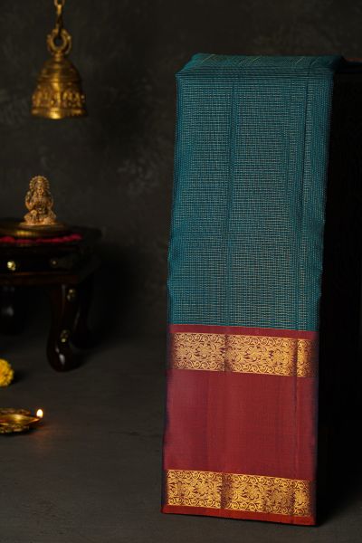 Kancheepuram Silk Teal Blue Saree