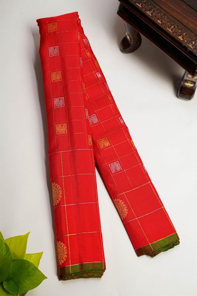 Gadwal Silk Red Saree