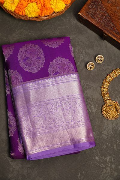 Kancheepuram Silk Violet Saree