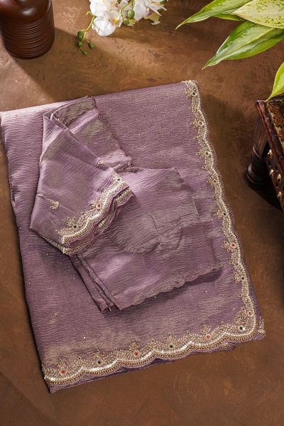 Fancy Tissue Crush Lavender Saree