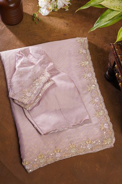 Fancy Kora Light Purple Saree