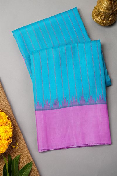 Gadwal Silk Sky Blue Saree