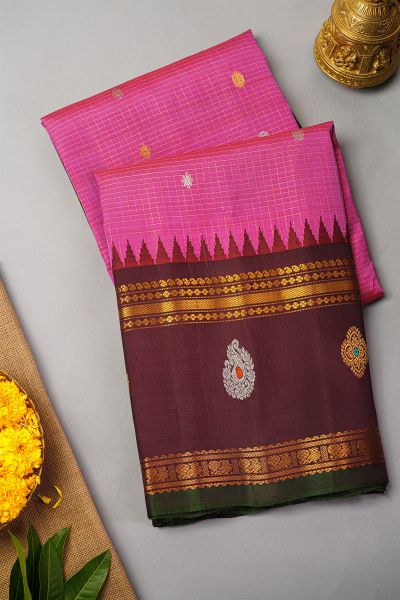 Gadwal Silk Pink Saree