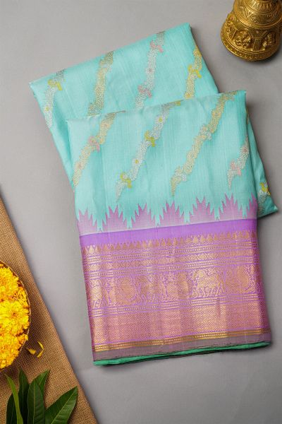 Gadwal Silk Sky Blue Saree
