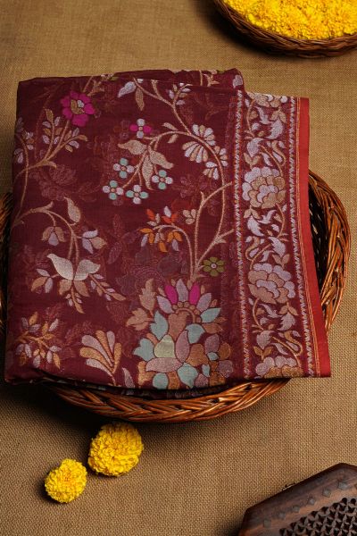 Khaadi Maroon Cotton Saree