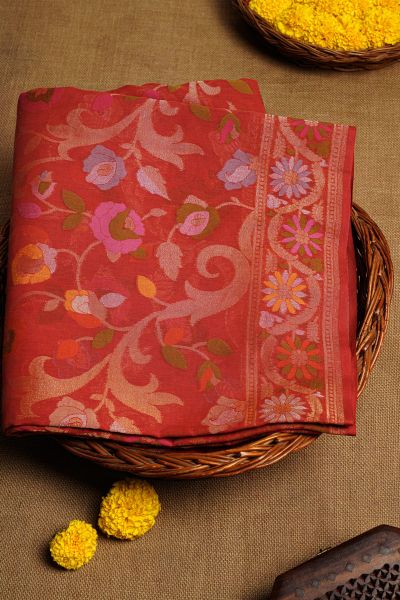 Khaadi Cotton  Red Saree