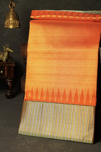 Venkatagiri Silk Orange Saree