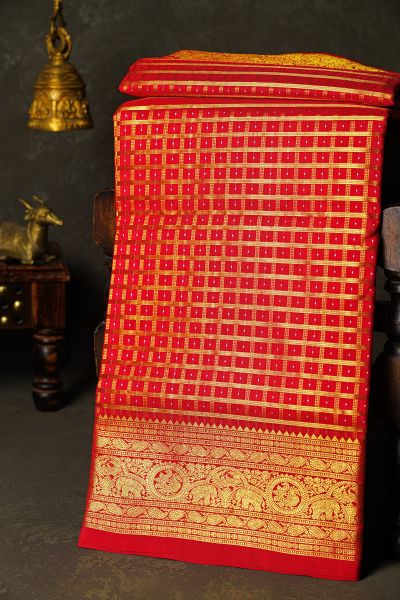 Venkatagiri Silk  Red Saree