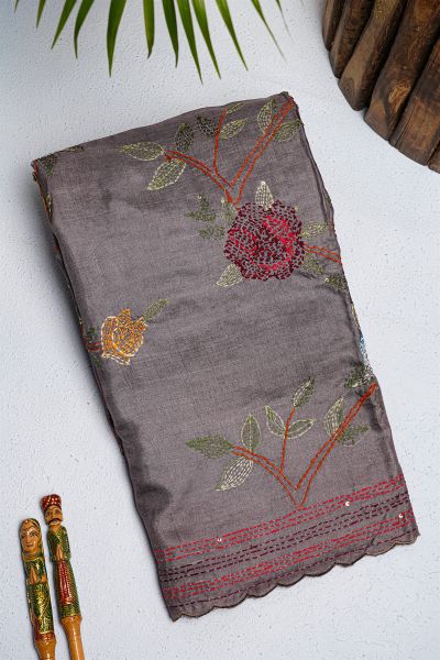 Fancy Tussar Grey  Saree