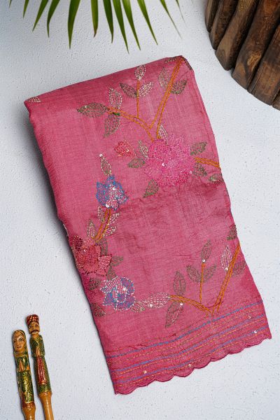 Fancy Tussar Magenta  Saree