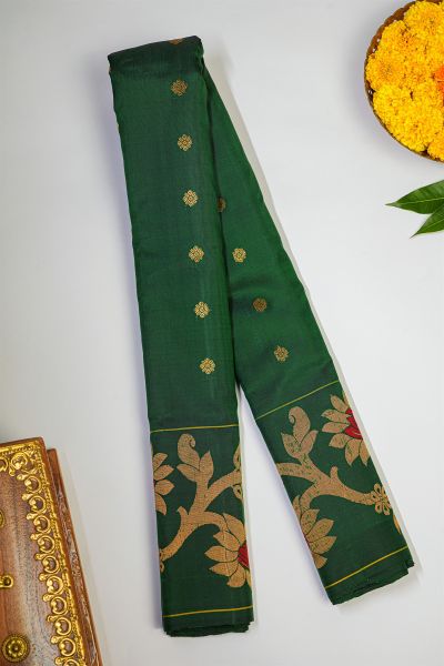 Gadwal Silk Bottle Green Saree