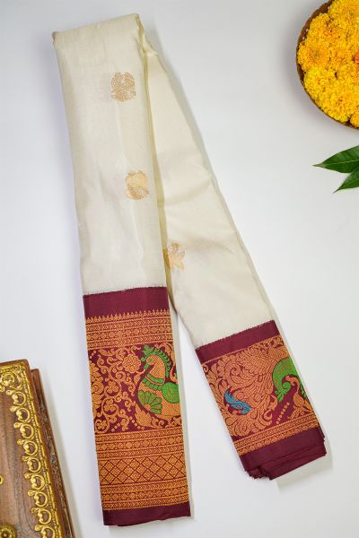 Gadwal Silk Off White Saree