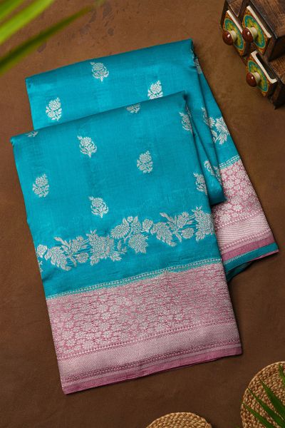 Fancy Matka Silk Sky Blue Saree