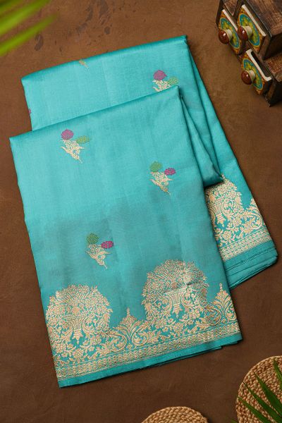 Fancy Matka Silk Sky Blue Saree