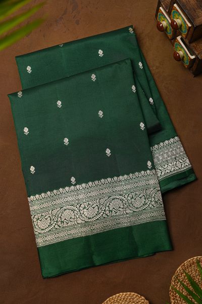 Fancy Matka Silk Bottle Green Saree