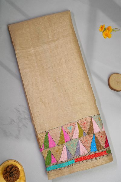 Fancy Tussar Cream Saree