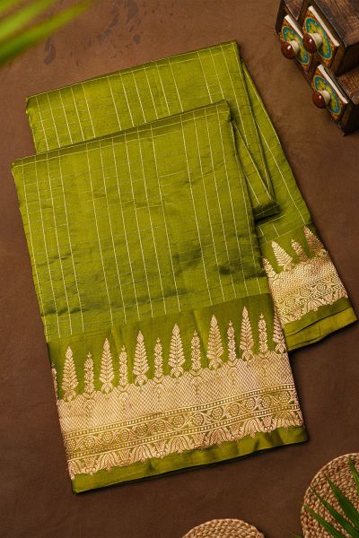 Fancy Matka Silk Olive Green Saree