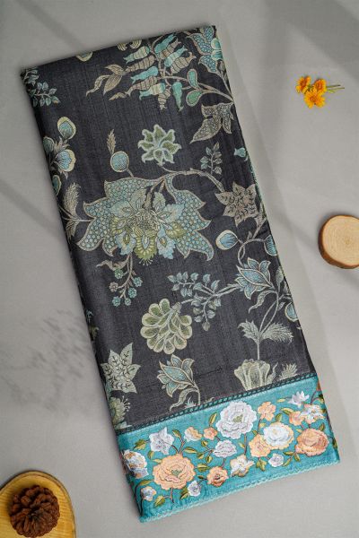 Fancy Tussar Black Saree