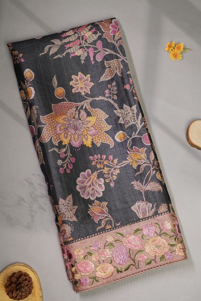 Fancy Tussar Black Saree