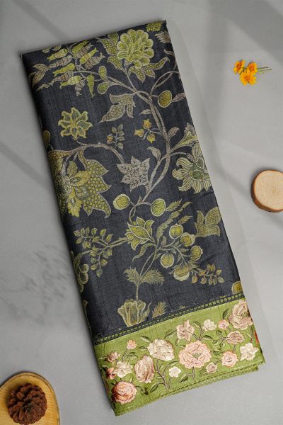 Fancy Tussar Black Saree