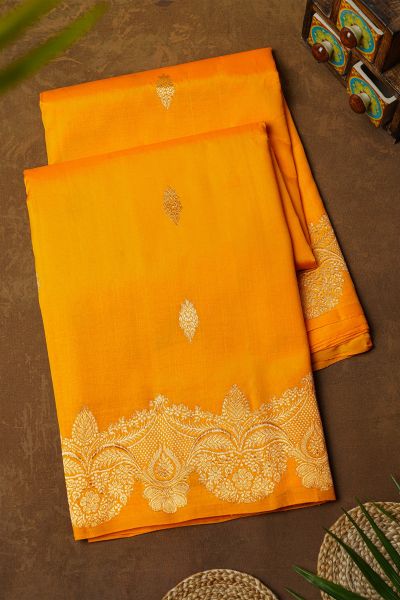 Fancy Matka Silk Mustard And Orange Saree
