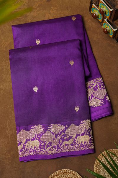 Matka Silk Violet  Saree