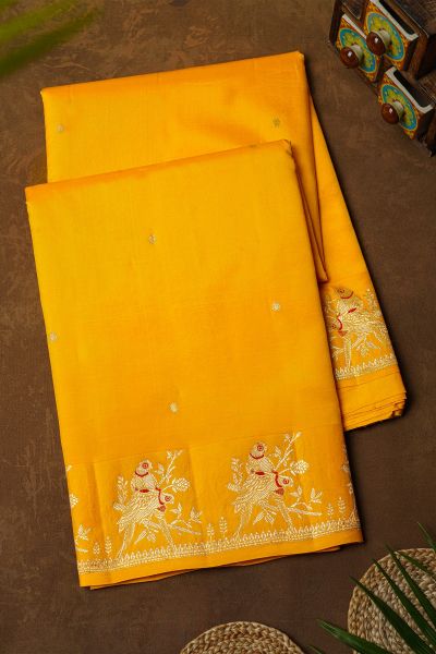 Matka Silk Yellow  Saree