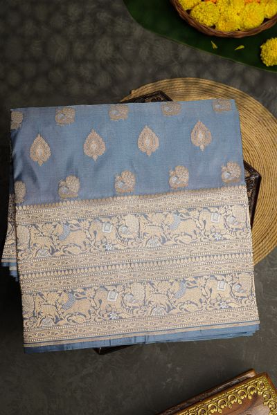 Banarasi Grey  Silk Saree