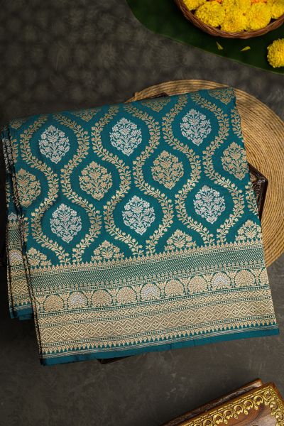 Banarasi Silk Teal Blue  Saree