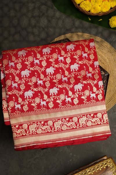 Banarasi Silk Red Saree