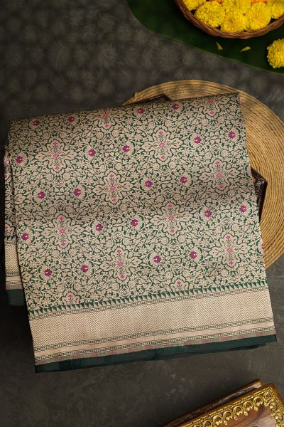 Banarasi Silk Bottle Green Saree