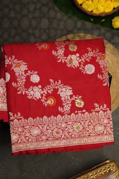 Banarasi Silk Red Saree