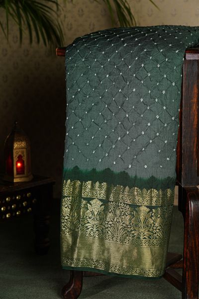 Bandhani Silk Grey  Saree