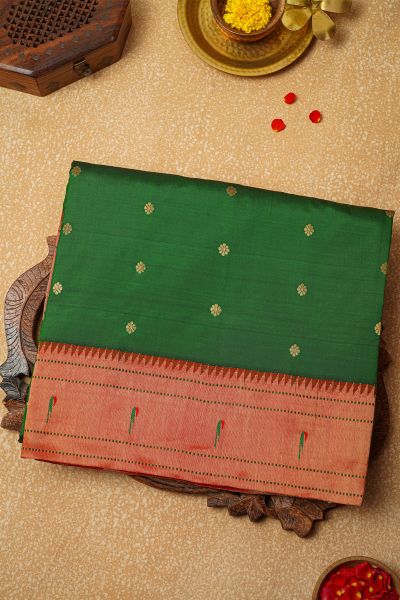 Paithani Silk Bottle Green saree