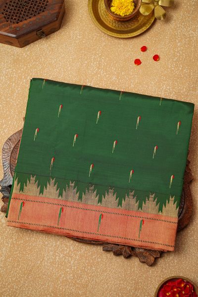 Paithani Silk Bottle Green Saree
