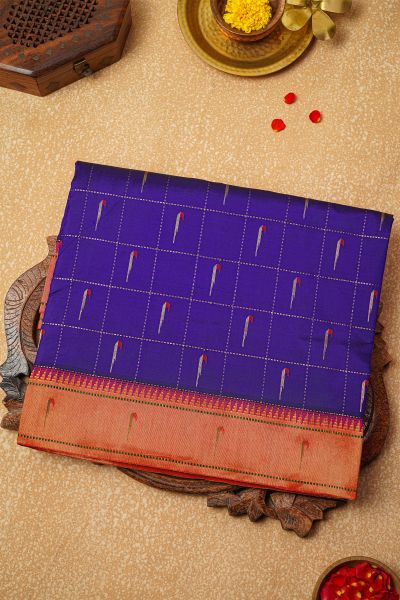 Paithani Silk Navy Blue Saree