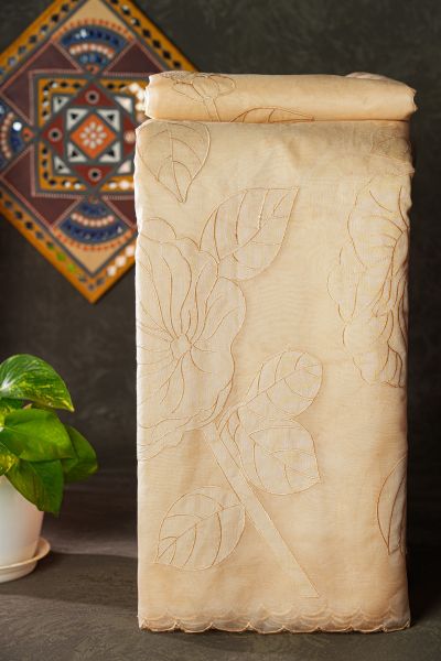 Fancy Organaza  Cream saree