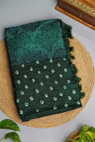Fancy Matka Silk Bottle Green Saree